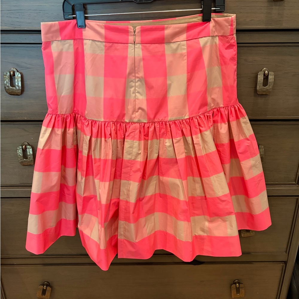 J. Crew neon pink tan check plaid taffeta party twirl skirt 12 - Picture 2 of 12